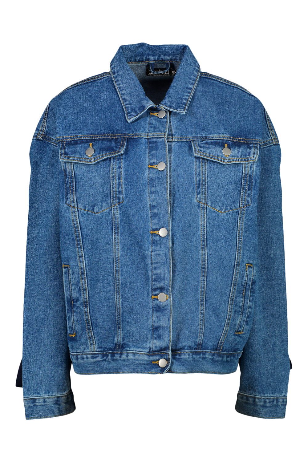 Lace Up Sleeve Detail Oversized Denim Jacket | boohoo